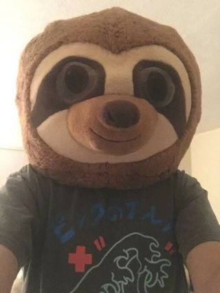 Maskimals Sloth Plush Mascot Dan Dee Big Greeter Head Furry Mask Costume
