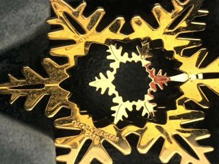 Georg Jensen Holiday ornament ' Snowflake ' Brass plated 24Kt Gold 5