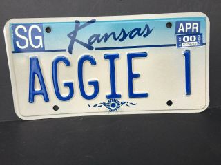 Aggie 1 Kansas Vanity License Plate Texas A&m Or Utah State Aggies