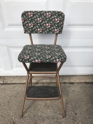 Vintage Mid - Century Cosco Step Stool Kitchen Counter Chair Fold Flip Seat