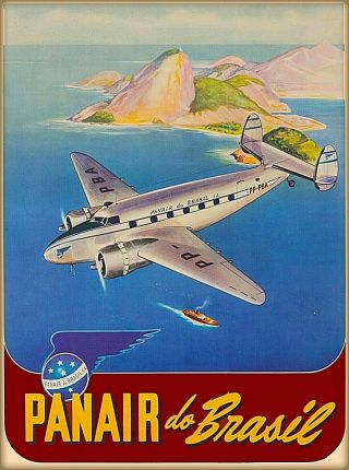 Panair Do Brazil South America Vintage Airline Travel Advertisement Poster Print