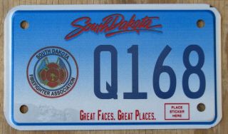 Fire Fighter Assn / South Dakota Motorcycle License Plate Q168