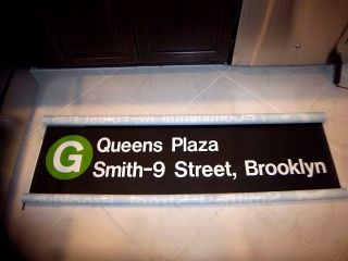 54x12 Nyc Subway Sign Collectible Queens Plaza Smith 9 St Brooklyn Ny Roll Sign