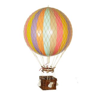 Hot Air Balloon Model Pastel Rainbow Striped 13 " Hanging Ceiling Home Decor