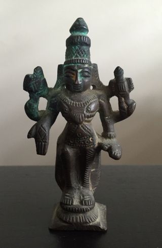 Antique Bronze Indian Hindu God Figurine Statue Religious Art Sculpture 1 Of 3