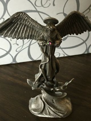Gallo Pewter Fairy Figurine Dated Signed Vtg - Crystals - Wings - Bird - Collectible - D/c