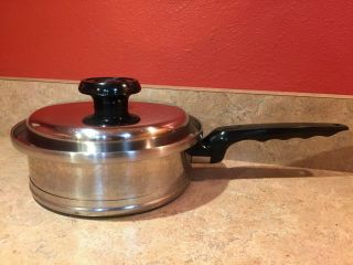 Vintage 7 - 1/4 " West Bend Lifetime T304 Cc Stainless Steel Sauce Pan Pot & Lid