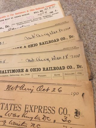 Vintage Railroad Freight Recepts 1880s B&o Rr