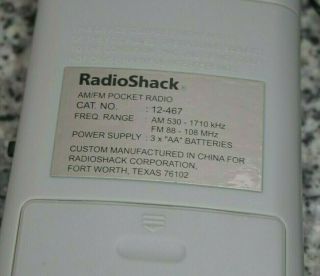 Radio Shack 12 - 467 AM/FM Pocket Radio Stereo Phones Jack 6