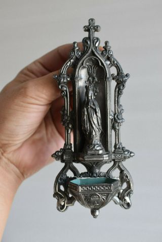 ⭐ Vintage - Wall Decoration,  Metal Holy Water Font,  Religious Statue Virgin⭐