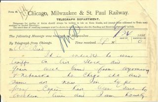 Chicago,  Milwaukee & St.  Paul Railway 1885 Telegrams Notes 11 Loosepages