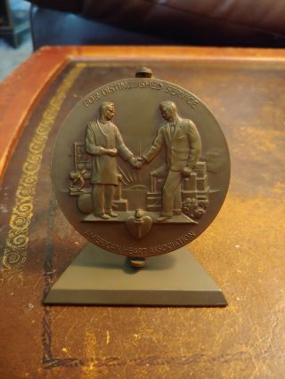 Vintage Bronze Medal For Destinguished Service American Heart Association