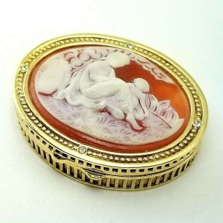 1 Vtg Estee Lauder Solid Perfume Compact Cameo Woman Child Mom Mother Lady Oval