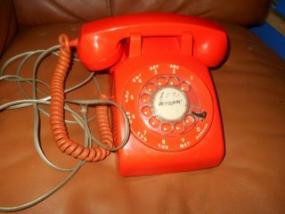Vintage Orange Retro Rotary Dial Desk Phone with cords,  not 2