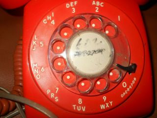 Vintage Orange Retro Rotary Dial Desk Phone with cords,  not 6