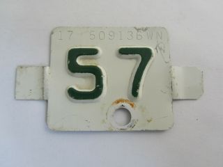 Vintage 1957 Washington Metal License Plate Tab Tag 57 Dmv Motor Vehicle -