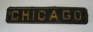 Rare Antique Metal Chicago City Sign Black And Yellow