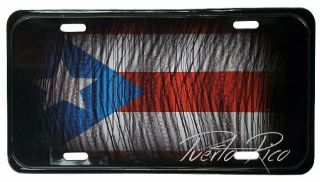 Puerto Rico Black Flag Raspada 6 " X12 " Aluminum License Plate Tag (tablilla)