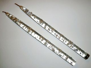 Vintage Pr.  Retro Acrylic Miller Clear Gold & Silver Flake Glitter Taper Candles