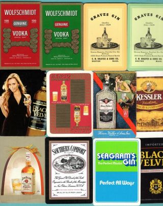 12 Single Swap Playing Cards Ads Liquor Whisky Vodka Gin Etc Some Vintage