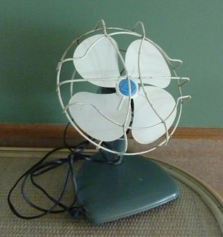 Vintage Blue Fanmaster By Liberty Electric Table Top Fan 12 " Runs Quiet