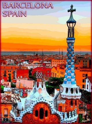 Barcelona Spain Spanish European Europe Vintage Travel Advertisement Poster 2
