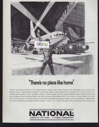 National Airlines 1962 Douglas Dc - 8 Jets No Place Like Home Miami Dade Co Ad