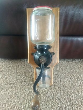 Rare N.  C.  R.  A Antique Wall Coffee Grinder,  Cast Iron/glass,  Vintage,  Roaster