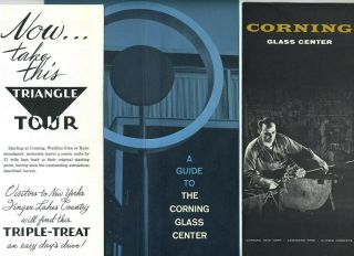 3 Corning Glass Center Brochures York Finger Lakes 1950 