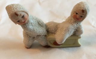 Antique Germany Snow Babies Sledding Bisque Numbered 5299 Snow Baby