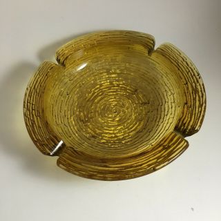 Vintage Amber Glass Ashtray Midcentury Large 3