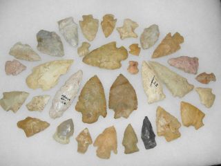 Group Of Indian Artifacts Arrowheads Missouri And Associated States