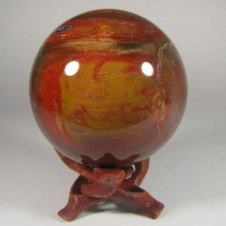 2.  6 " Petrified Wood Sphere Ball W/ Stand - Madagascar - 66mm