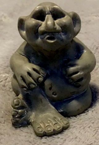 Gargoyle Vintage Ogre Troll Figurine Signed 1994 K.  Mcguire Dark Grey Unique 3 "