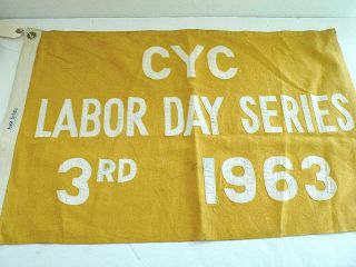 Vintage 24” Sailing Cleveland Yacht Club Ohio Yellow Boat Flag Labor Day 1963
