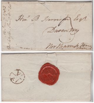 1783 London Bishopmark On Letter To Hon B Harrison At Daventry Northamptonshire