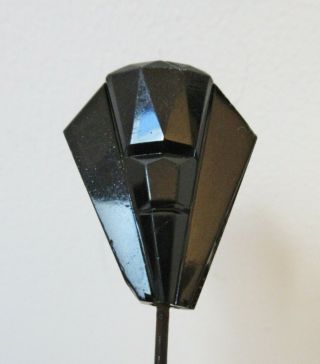 Antique Hatpin Faceted Black Glass Jet Mourning