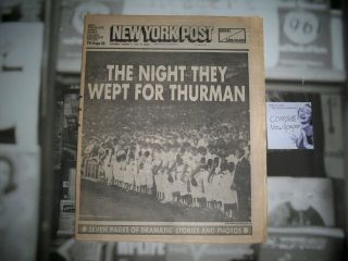Ny Post Newspaper 1979 August 4 - Thurman Munson Killed In Crash