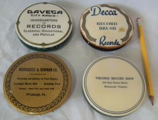 4 Rare Vintage Advertising 78 Rpm Phonograph Gramophone Record Duster Brush