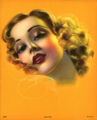 1930s Billy Devorss Pin - Up Print Art Deco Flapper Glamour Girl In Dreaming Nr