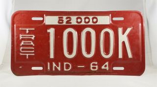 1964 Indiana Tractor License Plate - Near -
