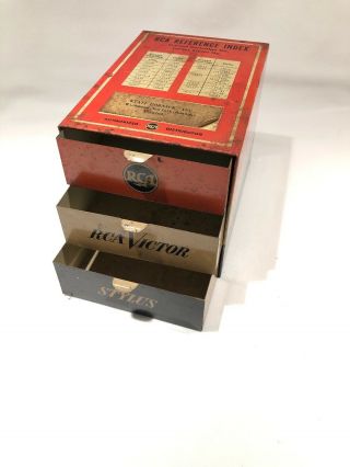 Vintage 1950s Rca Victor Stylus Metal Cabinet Advertising Storage Victrola