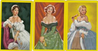 3 Playing Swap Cards Stunning Classy Pin Up Ladies Lady In Formal Gown Us B/back