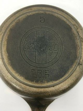 Griswold Large Slant Logo 5 Cast Iron Skillet Nickel/chrome 724 W/heat Ring