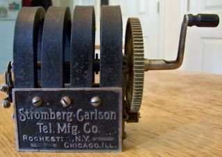 Stromberg - Carlson Tel Mfg Co 4 Bar Telephone Magneto Handcrank Vintage Antique