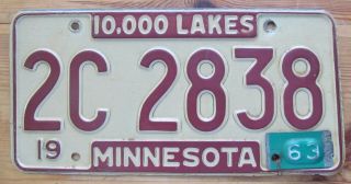 Minnesota 1963 License Plate 2c 2838