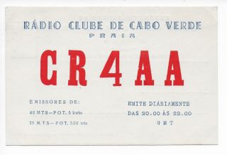 Qsl Radio Clube De Cabo Verde Praia Africa Cr4aa Cape Verde 1955 Sweden Dx Swl