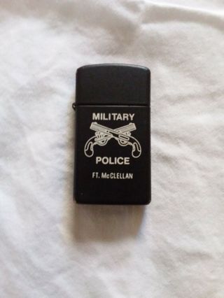 Zippo Lighter Black Matted Military Police Ft.  Mcclellan
