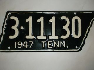 Antique Tennessee 1947 License Plate