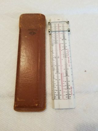 Charles Bruning Co.  Pocket Slide Rule 2401 Advertising - W/leather Case Vintage